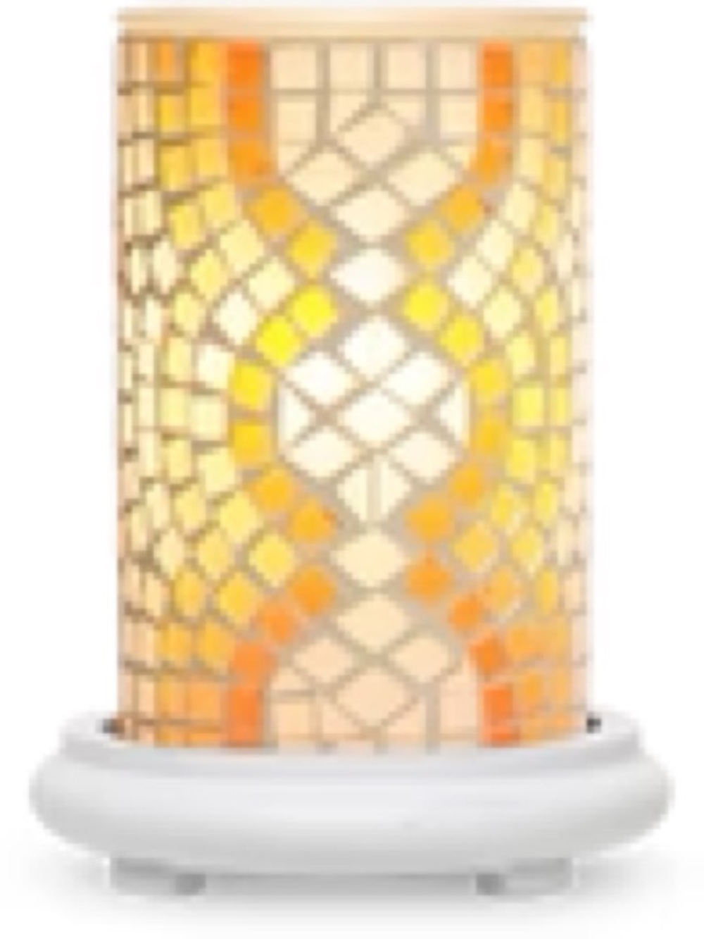 Pink Zebra Orange Mosaic Simmering Light Wax  Warmer - Orange & Yellow Glass